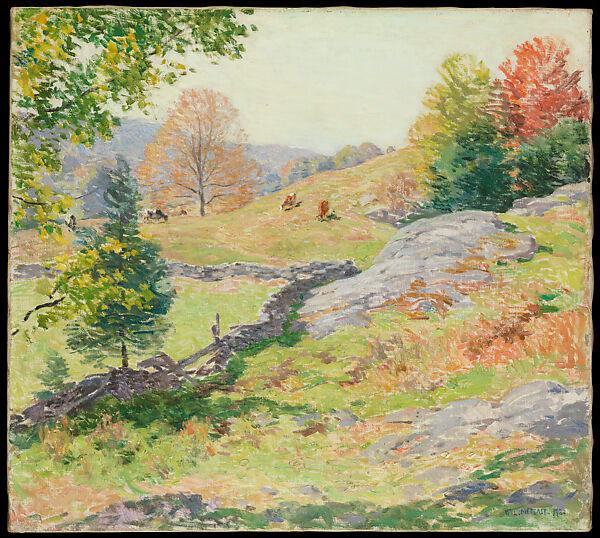 Hillside Pastures—September, Willard Metcalf (American, Lowell, Massachusetts 1858–1925 New York), Oil on canvas, American 
