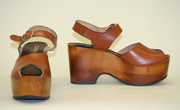 Sandals, Carber Shoe Company, leather, wood, Italian 