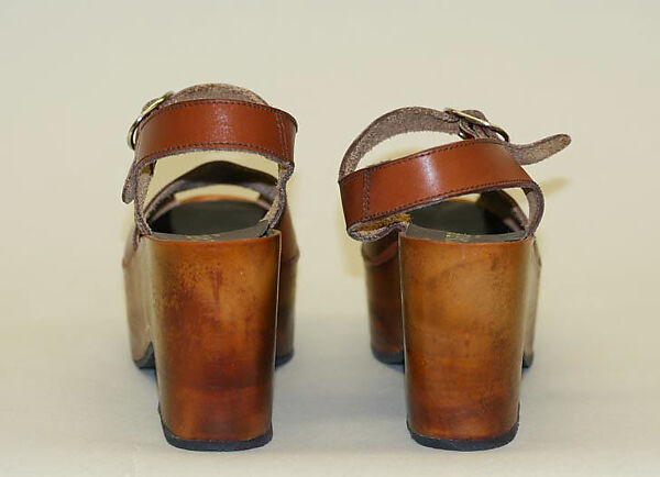 Sandals, Carber Shoe Company, leather, wood, Italian