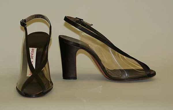 Evening shoes, Herbert Levine Inc. (American, founded 1949), leather, plastic (polyvinyl chloride), American 