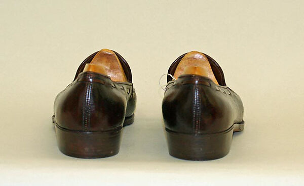 Moccasins, leather, wood, plastic, British