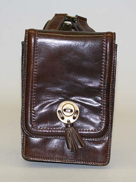 Shoulder bag, leather, brass, Italian 