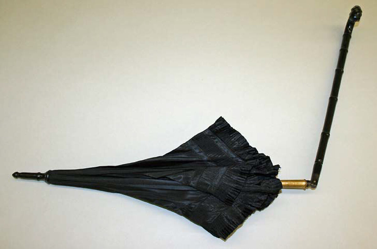 Parasol, silk, metal, wood, American or European
