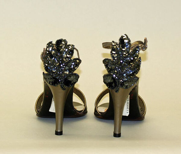 Evening sandals, Stuart Weitzman (American), leather, glass, plastic, American