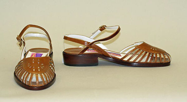 Sandals, Susan Bennis/Warren Edwards (American, 1977–1997), leather, American 