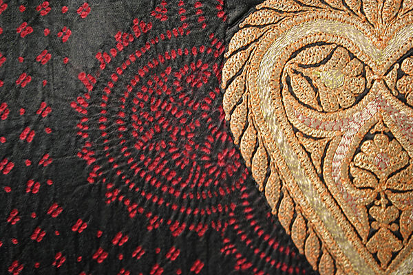 Robe, Silk, cotton, metal wrapped thread; embroidered