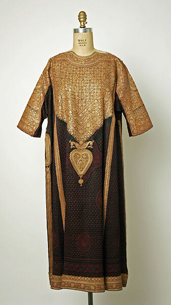 Robe, Silk, cotton, metal wrapped thread; embroidered 