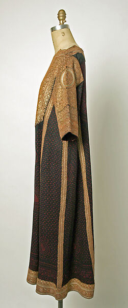 Robe, Silk, cotton, metal wrapped thread; embroidered