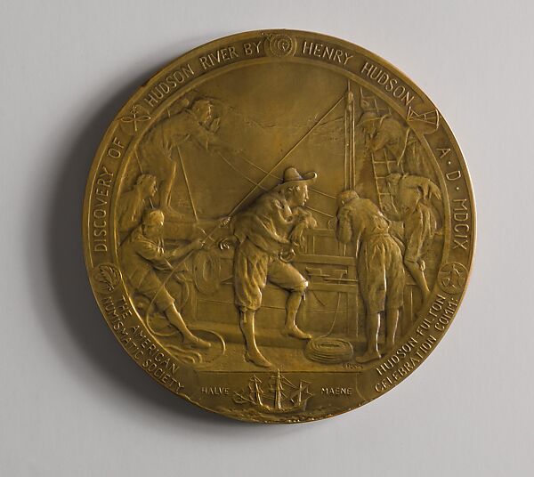 Official Commemorative Medal, The Hudson-Fulton Celebration, New York, Emil Fuchs (American, Vienna 1866–1929 New York), Bronze, American 