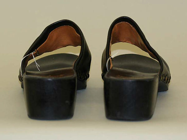 Clogs, Salvatore Ferragamo (Italian, founded 1927), wood, leather, metal, Italian