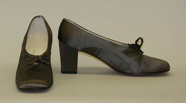 Evening shoes, Evelyn Schless, silk, leather, American 
