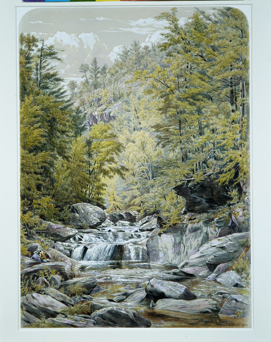 Catskill Clove, William Rickarby Miller (American (born England), Staindrop 1818–1893 Bronx, New York), Watercolor, gouache, and graphite on light green wove paper, American