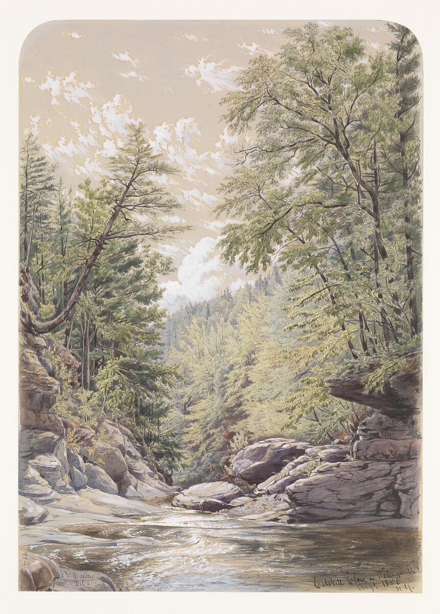 Catskill Clove in Palingsville, William Rickarby Miller (American (born England), Staindrop 1818–1893 Bronx, New York), Watercolor, gouache, and graphite on light green wove paper, American 