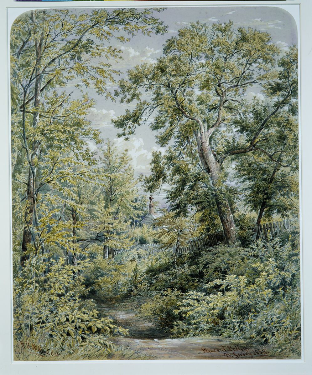 Pleasant Valley, New Jersey, William Rickarby Miller (American (born England), Staindrop 1818–1893 Bronx, New York), Watercolor, graphite, and gouache on light green wove paper, American 