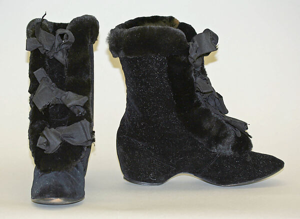 Boots, B. Altman &amp; Co. (American, 1865–1990), cotton, fur, leather, American 