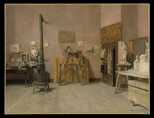 Sculptor's Studio, Louis Moeller (1855–1930), Oil on canvas, American