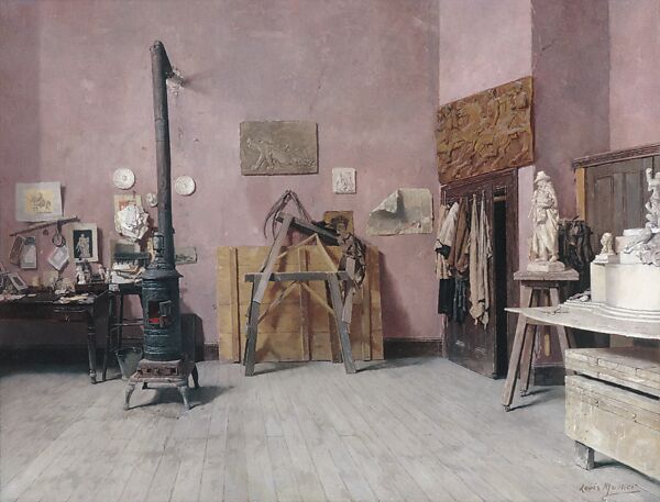 Sculptor's Studio, Louis Moeller (1855–1930), Oil on canvas, American 