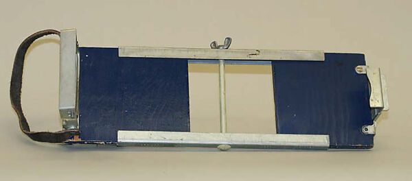 Ski boots, leather, metal, plastic, Swiss