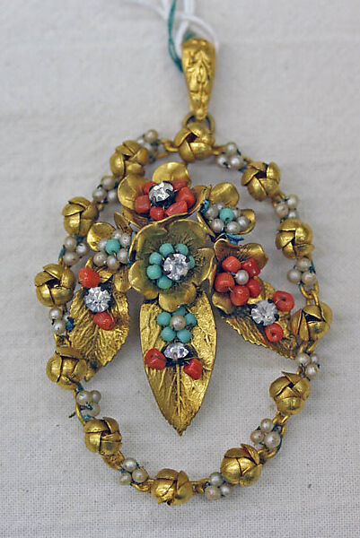 Pendant, House of Chanel (French, founded 1910), metal, pearls, coral, stones, rhinestones, French 