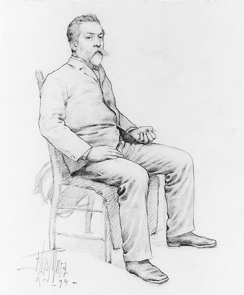 The Artist's Father, F. Luis Mora (American (born Uruguay), Montevideo 1874–1940 New York), Graphite on off-white laid paper, American 