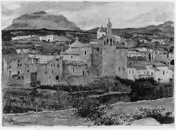 Village Scene—San Felio de Codinas, F. Luis Mora (American (born Uruguay), Montevideo 1874–1940 New York), Watercolor on paper, American 