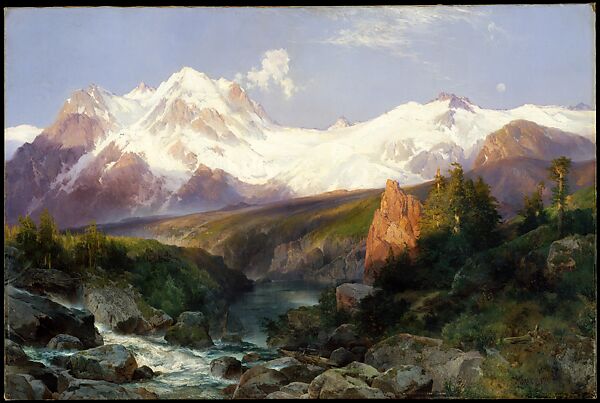 The Teton Range, Thomas Moran (American (born England), Bolton, Lancashire 1837–1926 Santa Barbara, California), Oil on canvas, American 
