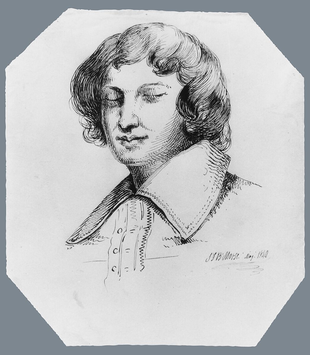 Head of a Man (from McGuire Scrapbook), Samuel F. B. Morse (American, Charlestown, Massachusetts 1791–1872 New York), Pen and iron-gall ink on off-white wove paper, American