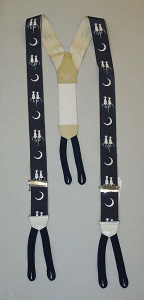 Suspenders, Calvin Curtis, silk, elastic, metal, American 