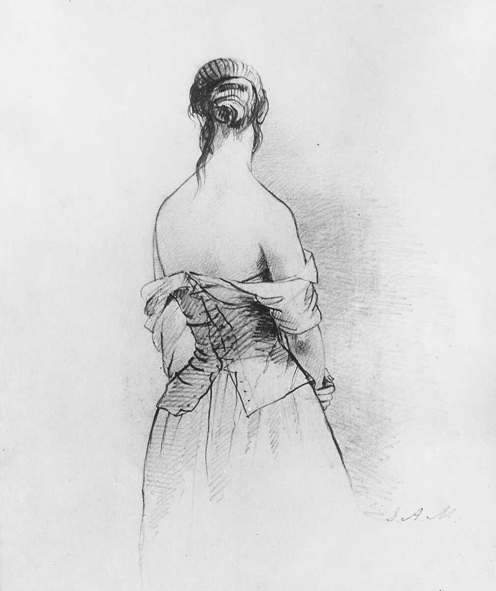 Back of a Woman (from McGuire Scrapbook), Shepard Alonzo Mount (1804–1868), Graphite on white wove paper, American 