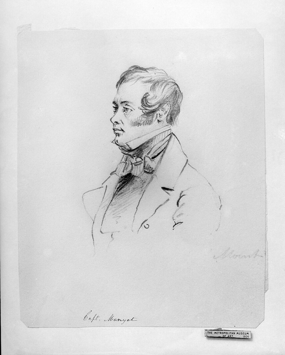 Captain Manyat (from McGuire Scrapbook), Shepard Alonzo Mount (1804–1868), Graphite on off-white wove paper, American 