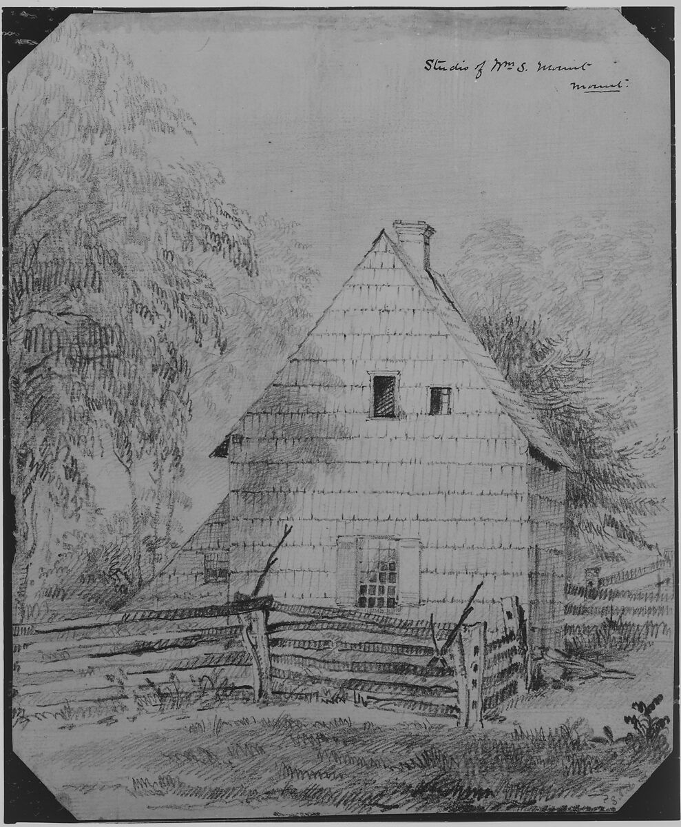 Studio of William S. Mount (from McGuire Scrapbook), Shepard Alonzo Mount (1804–1868), Graphite on off-white laid paper, American 