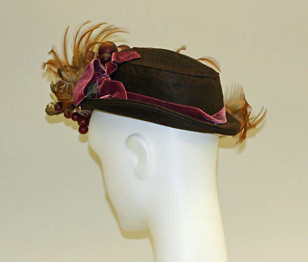 Hat, B. Altman &amp; Co. (American, 1865–1990), silk, feathers, plastic, French