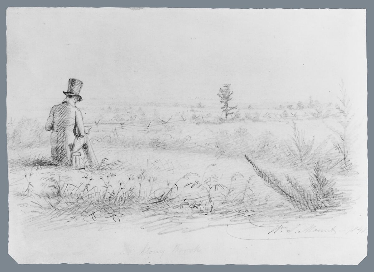 Artist Sketching at Stony Brook, New York (from McGuire Scrapbook), William Sidney Mount (American, Setauket, New York 1807–1868 Setauket, New York), Graphite on off-white wove paper, American
