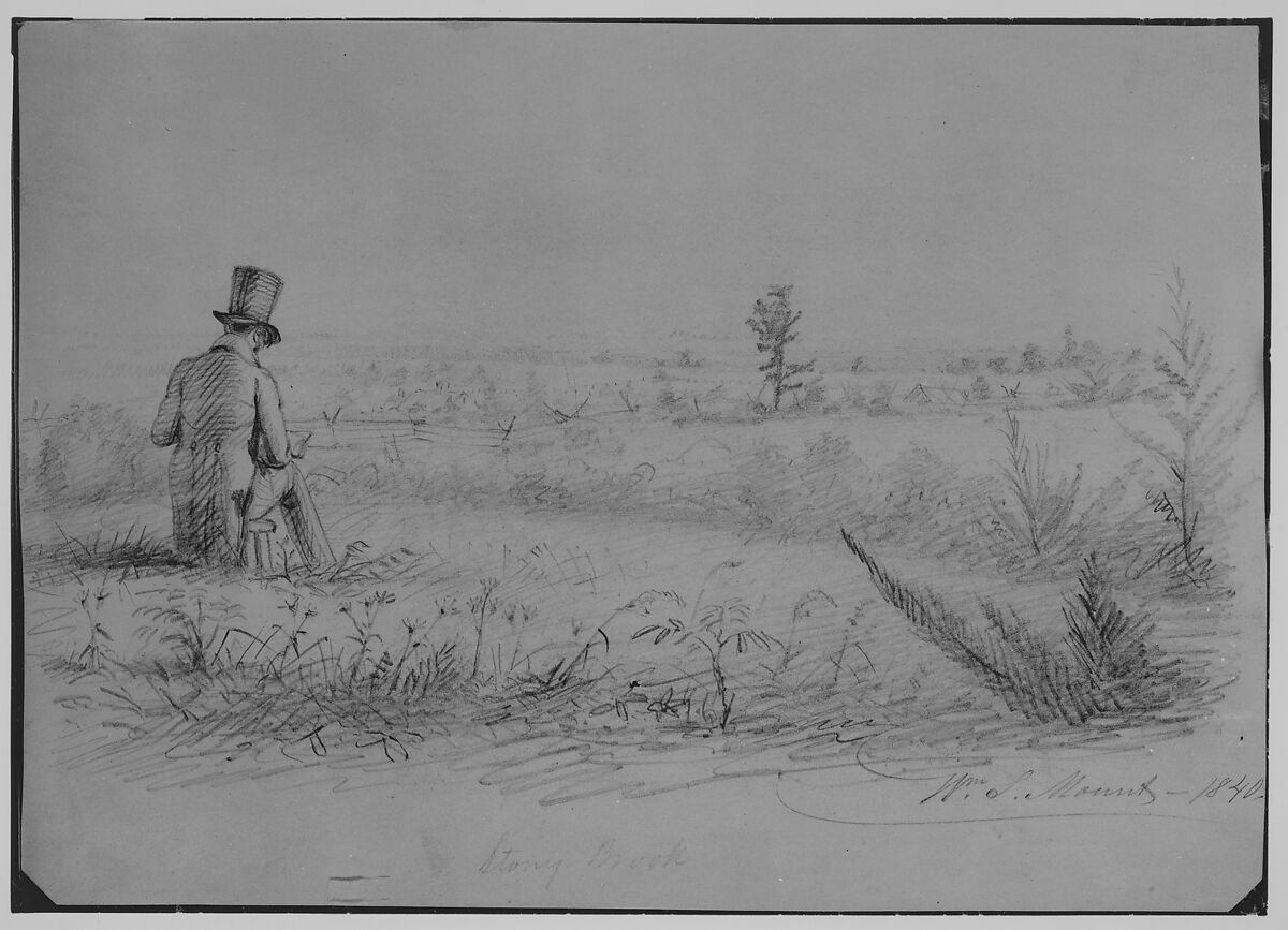 Artist Sketching at Stony Brook, New York (from McGuire Scrapbook), William Sidney Mount  American, Graphite on off-white wove paper, American