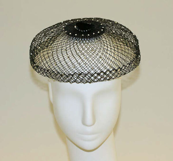 Cocktail hat, Paulette (French), cotton, glass, French 