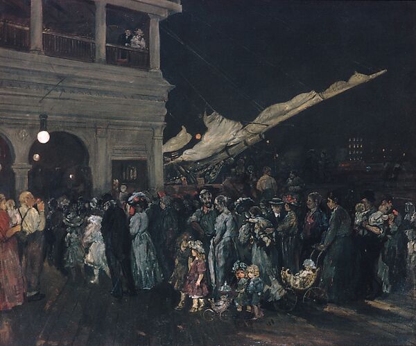 A North River Recreation Pier, Jerome Myers (American, Petersburg, Virginia 1867–1940 New York), Oil on canvas, American