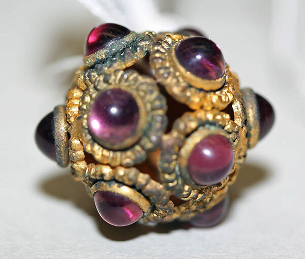 Hatpin, metal, glass, probably European