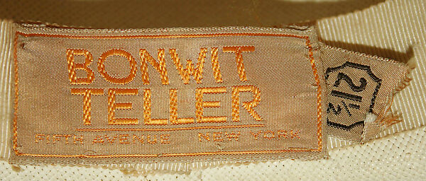 Hat, Bonwit Teller &amp; Co. (American, founded 1907), straw, leather, American