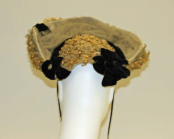 Bonnet, straw, silk, French