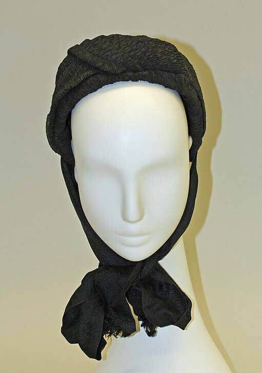 Mourning bonnet, silk, American or European 