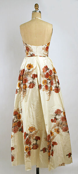 Evening ensemble, Emma Gibbs-Battie, (a, b) silk
(c) straw, American