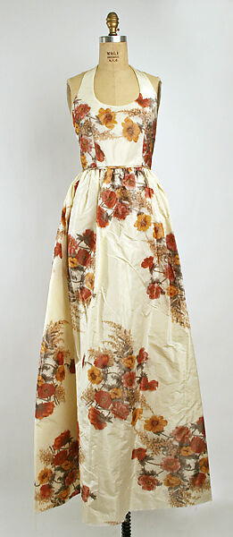 Evening ensemble, Emma Gibbs-Battie, (a, b) silk
(c) straw, American