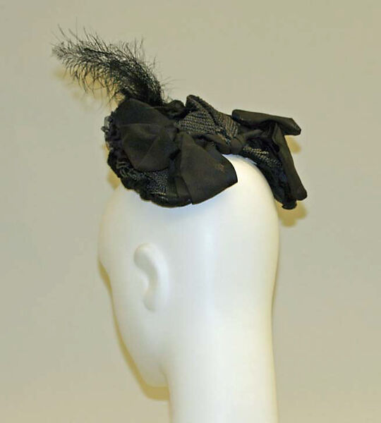 Bonnet, straw, feathers, American
