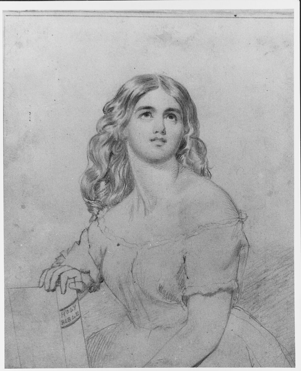 Holy Eyes (from McGuire Scrapbook), Thomas Story Officer (1810–1859), Graphite on white wove Bristol board, American