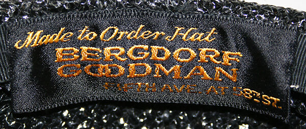 Tricorne, Bergdorf Goodman (American, founded 1899), straw, American or European