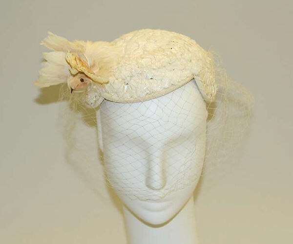 Hat, Bergdorf Goodman (American, founded 1899), straw, feathers, American 