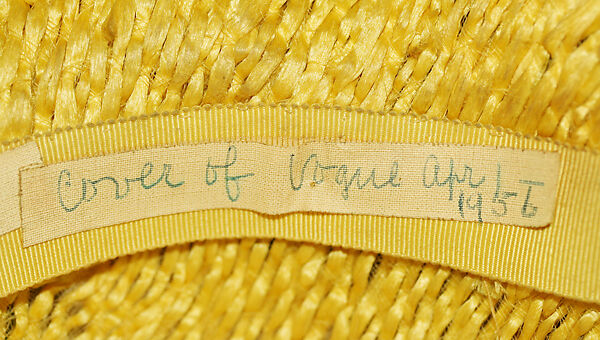 Hat, Sally Victor (American, 1905–1977), straw, silk, American