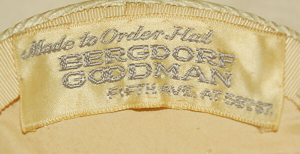 Hat, straw, cotton, rayon, American