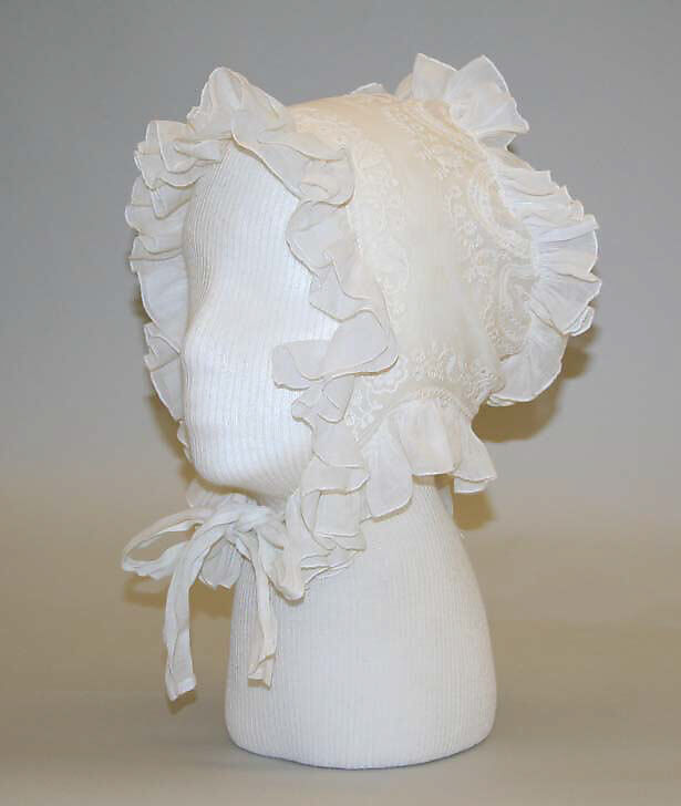 Bonnet, cotton, probably American 