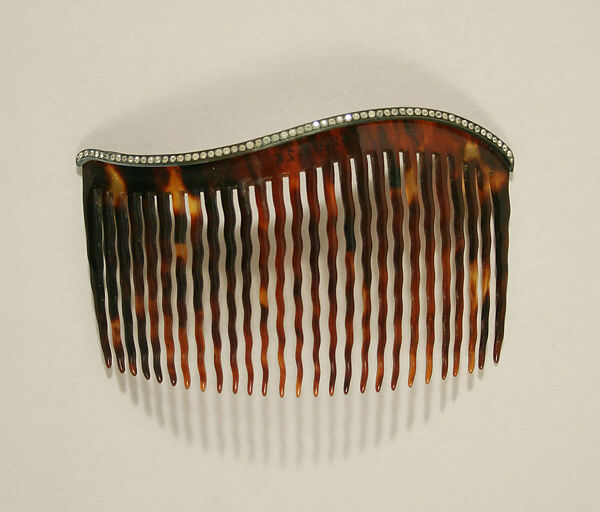 Side comb, plastic (cellulose nitrate), rhinestones, American or European 